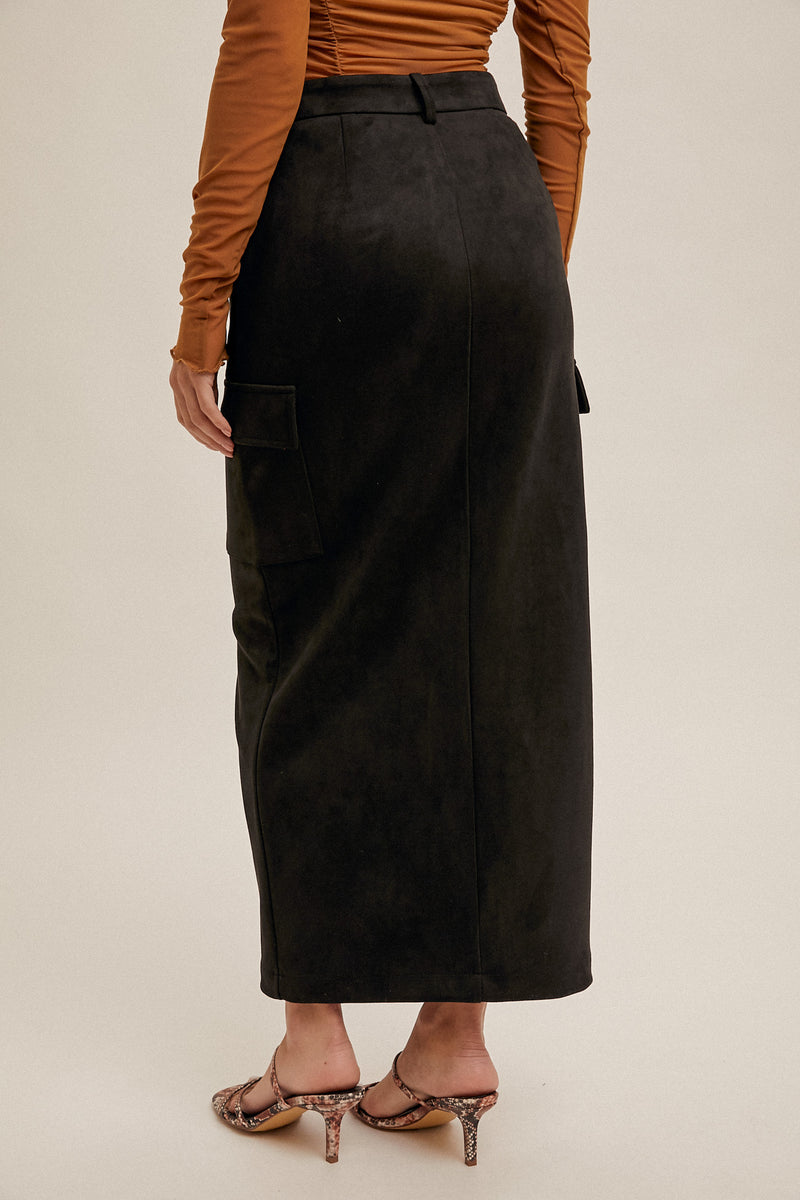 Black Suede Midi Skirt