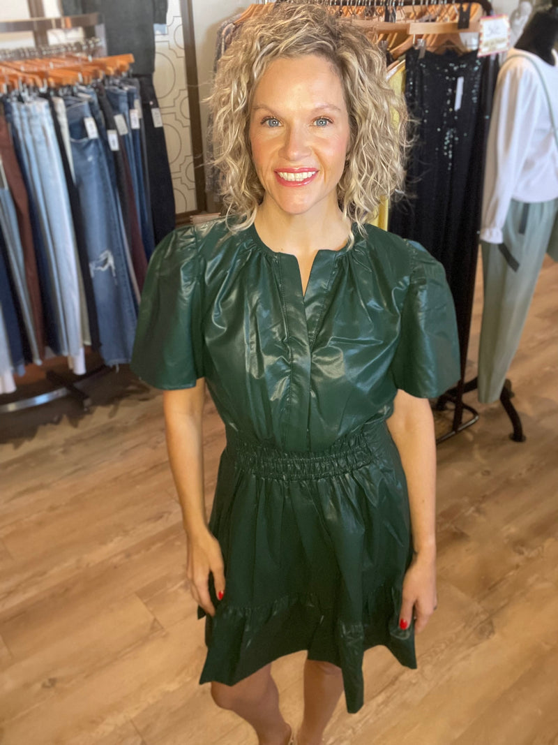 Smocked Green Dress