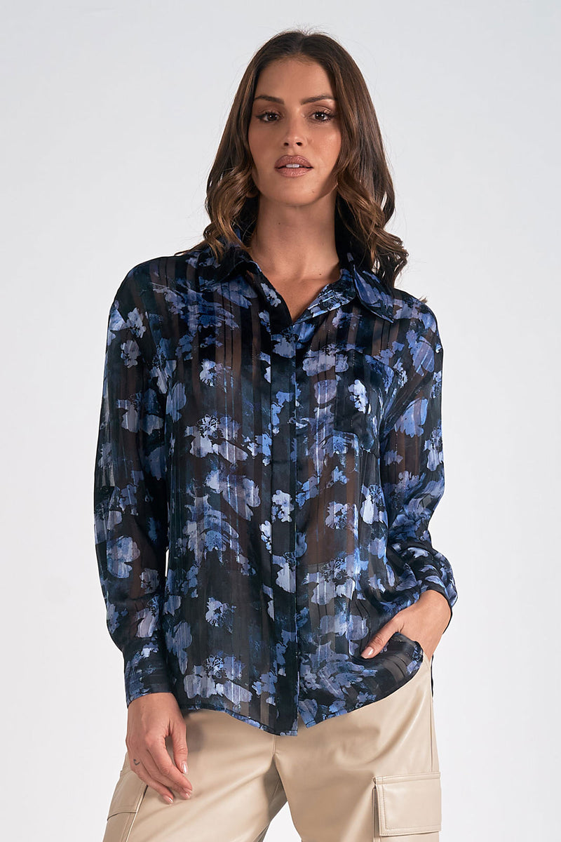 Blue Floral Blouse