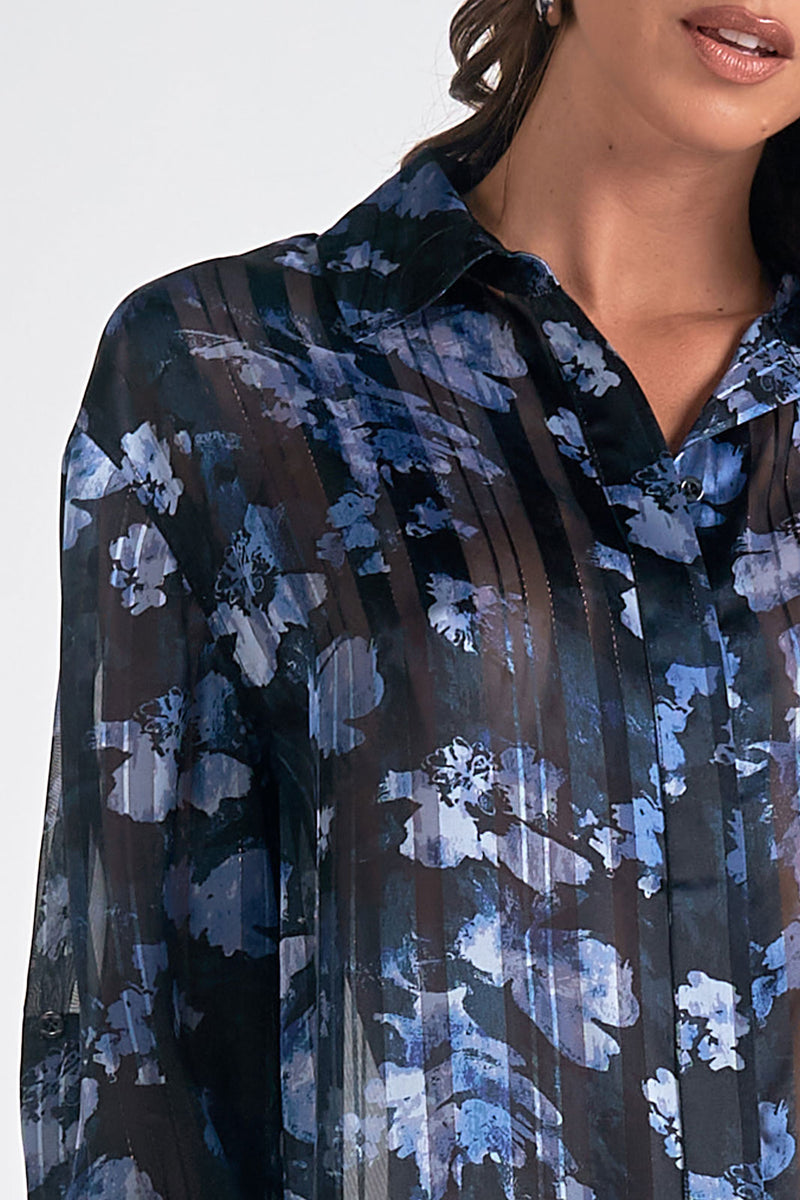 Blue Floral Blouse