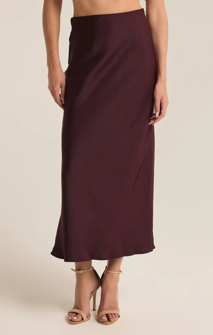 Wine Poly Sheen Skirt